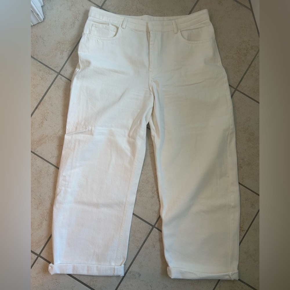 Zara White Wide Leg Jeans